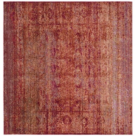 Flowers First 6 ft. 7 in. x 6 ft. 7 in. Square Mystique Power Loomed Area Rug, Rust & Multi Color FL2149512